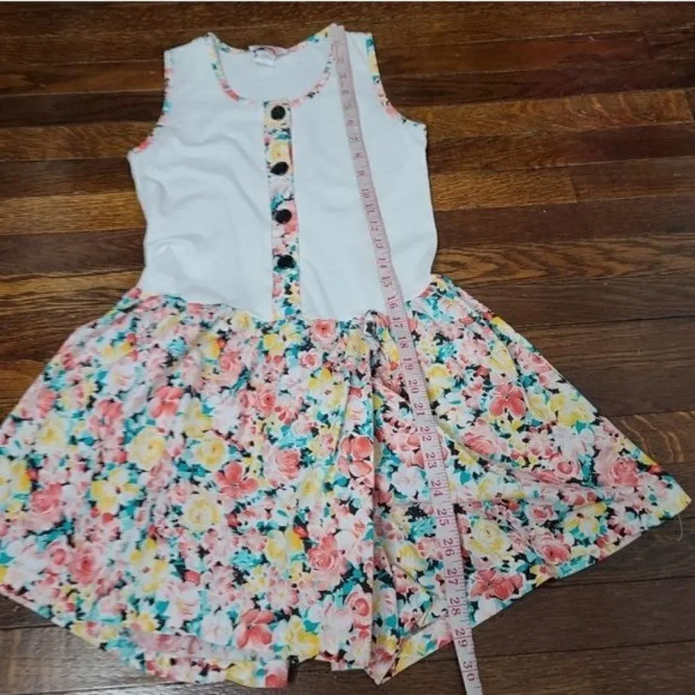 Vintage 80s 90s Girls Boho Cottagecore Pink Floral Romper Shorts